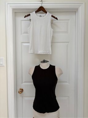 Reitmans Ribbed Tank Tops in White and Black, bundle of 2